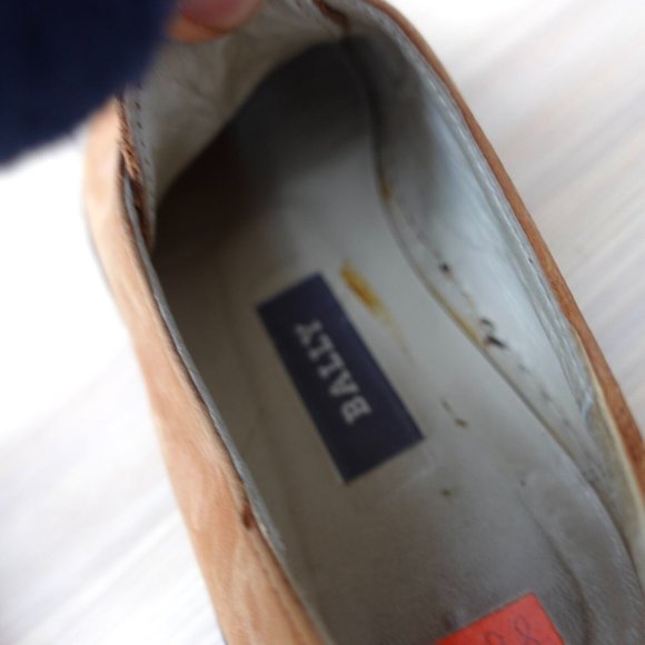VINTAGE Bally Shoes Women Leather 7 Brown Sneakers Italian Low Tan Charlene $620 - Picture 12 of 15